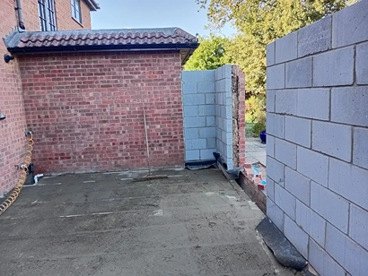 completed block and beam on footing