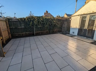 porcelain patio in Huntingdon garden