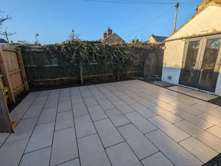 completed porcelain patio in Huntingdon