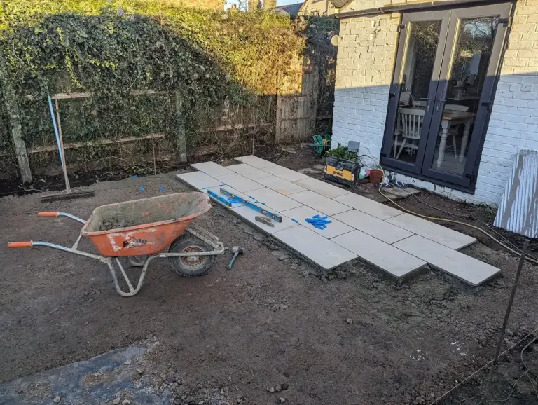 few porcelain slabs laid
