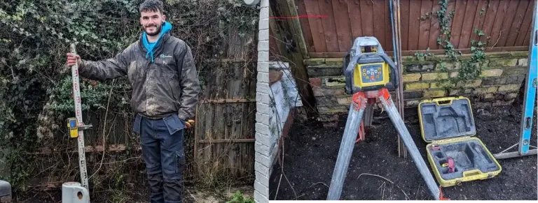 Daniel Currell using laser level