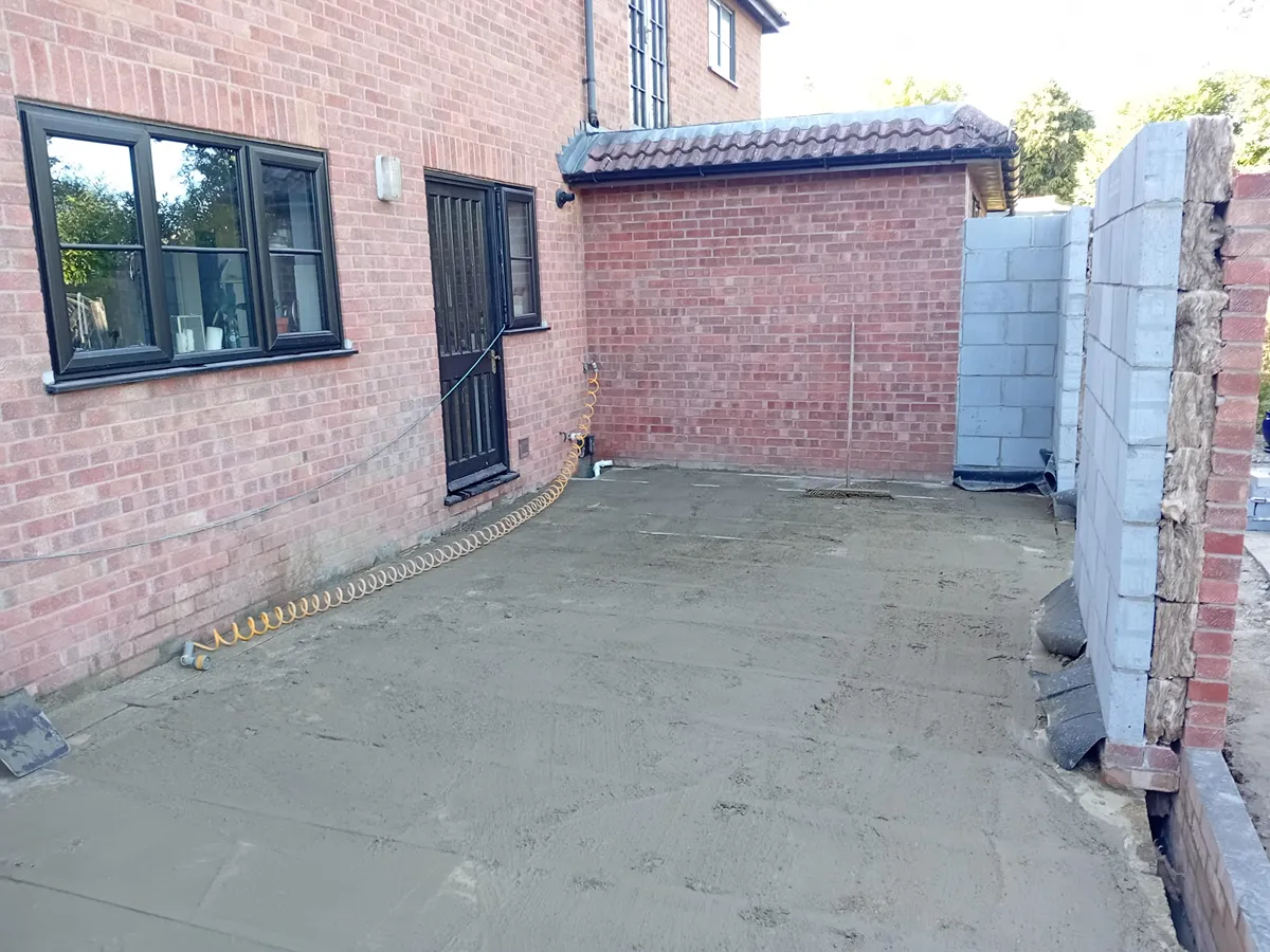 block and beam extension with walls