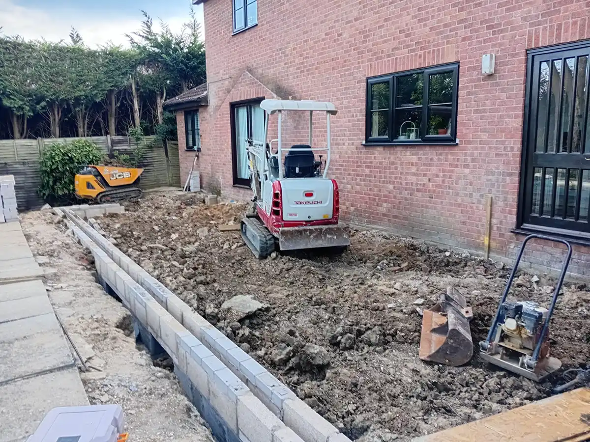 completed footing with blocks