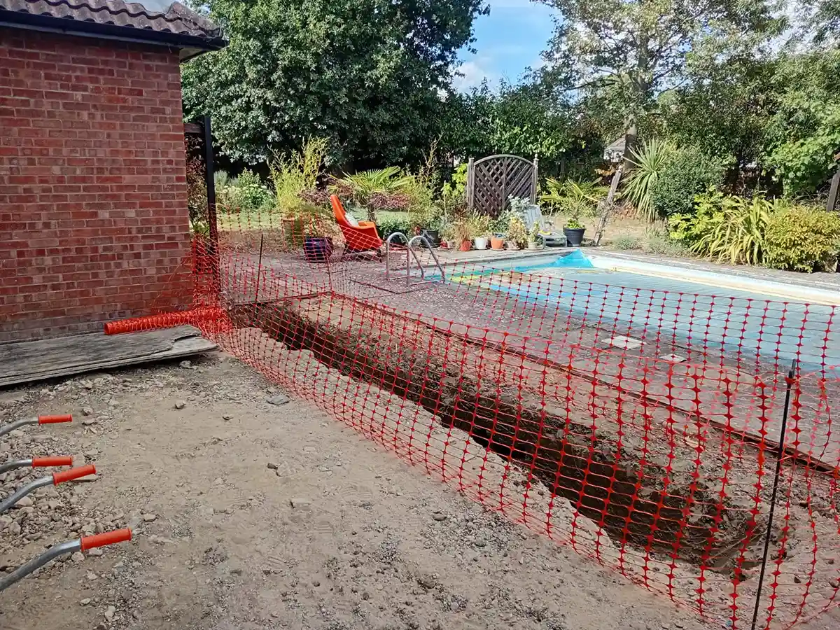 foundation trench with barrier around