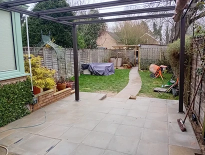 completed patio with step