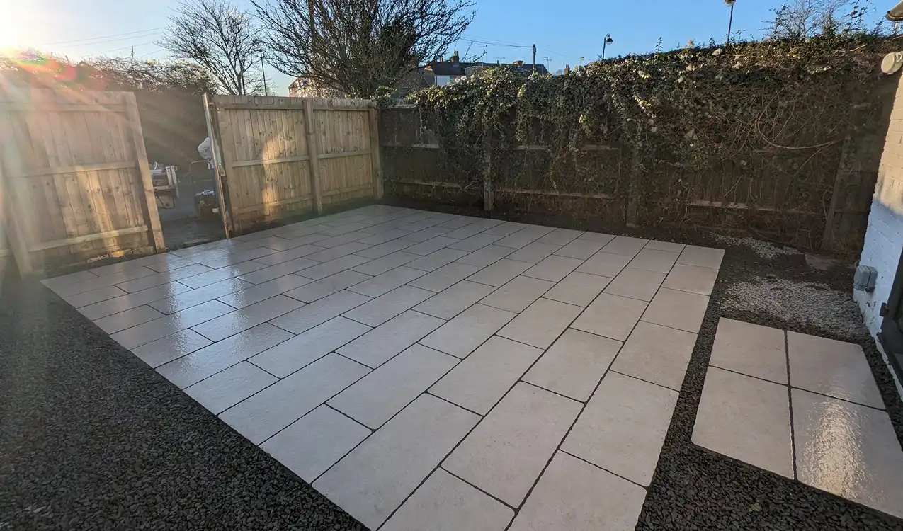 porcelain patio in garden